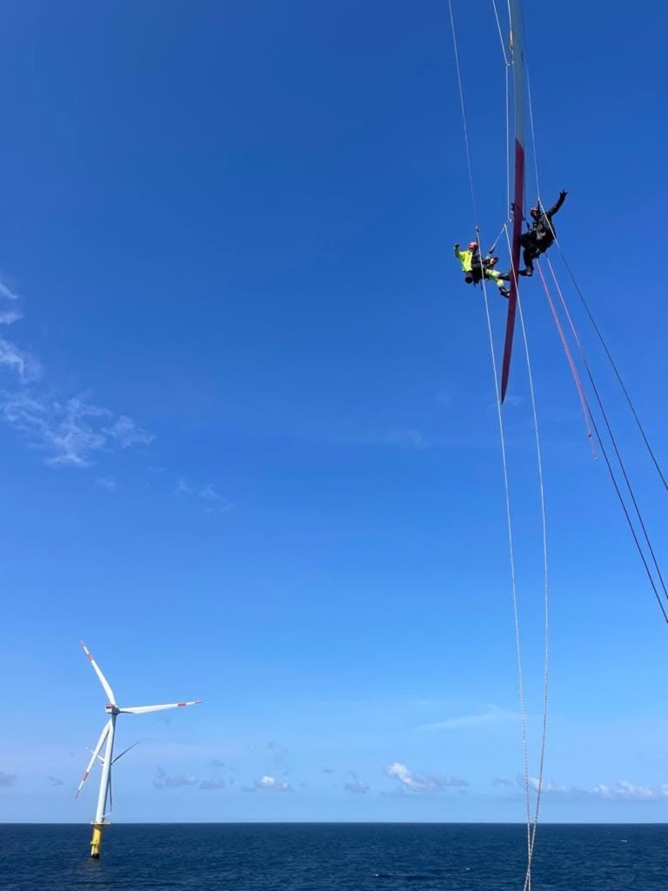 Two technicians on the blade